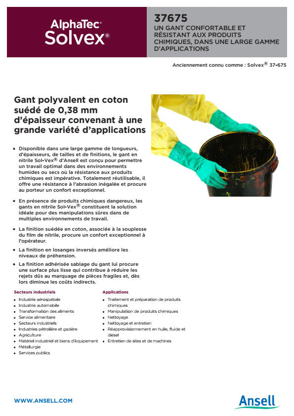 PAQUET DE 12 PAIRES DE GANTS ANSELL ALPHATEC 37675 T9