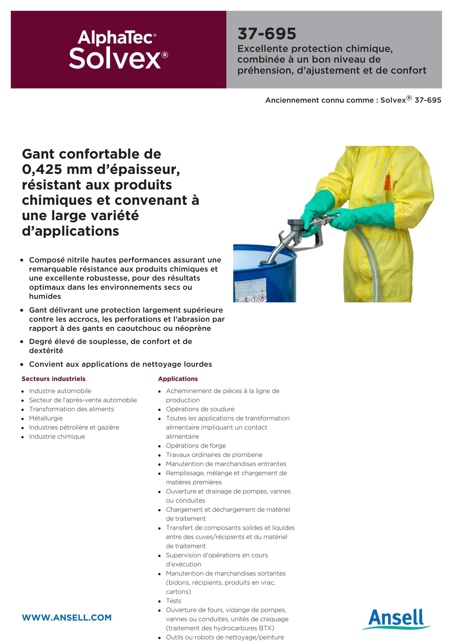 PAQUET DE 12 PAIRES DE GANTS ANSELL ALPHATEC 37695 T10