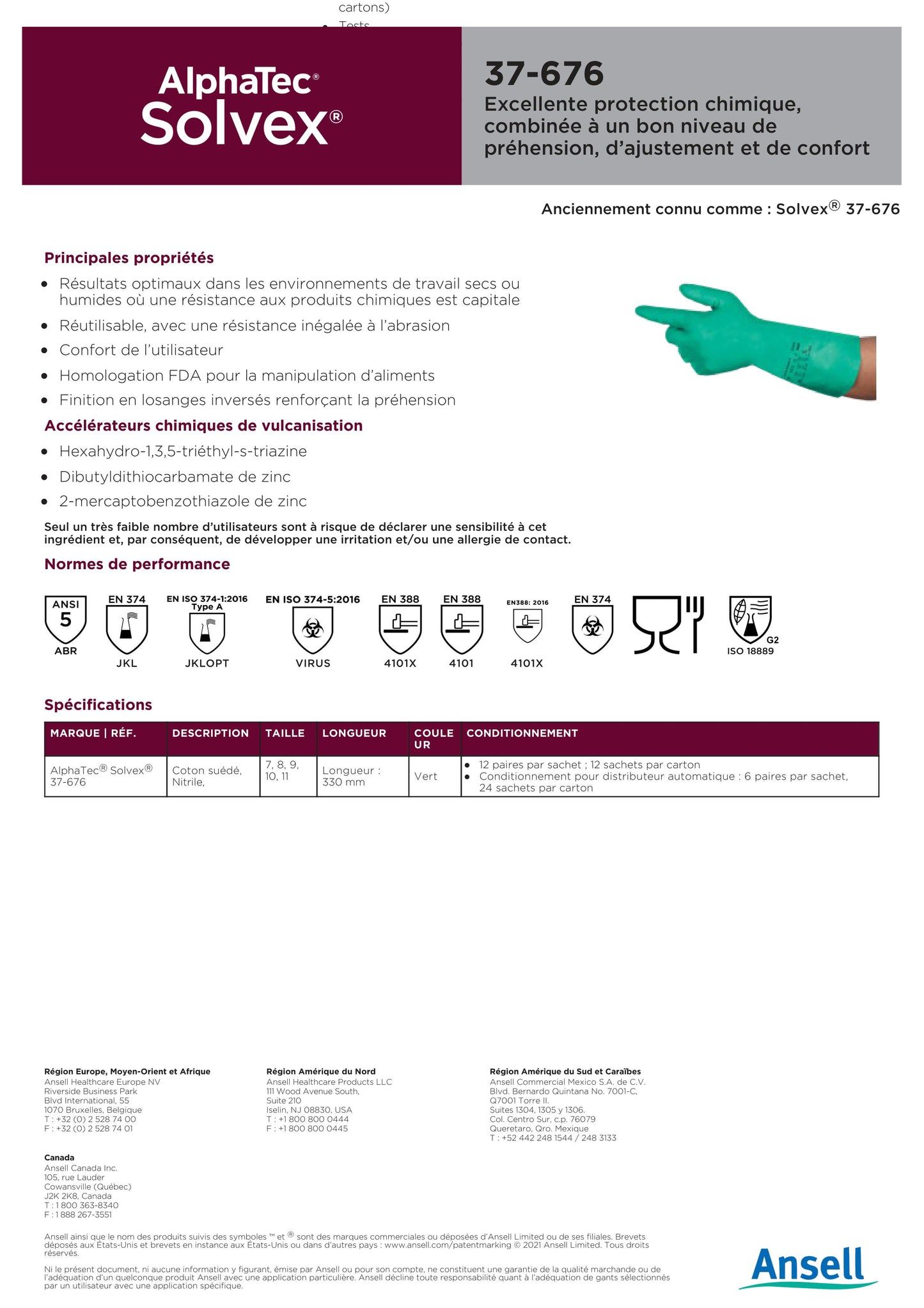 PAQUET DE 12 PAIRES DE GANTS ANSELL ALPHATEC 37676 T8