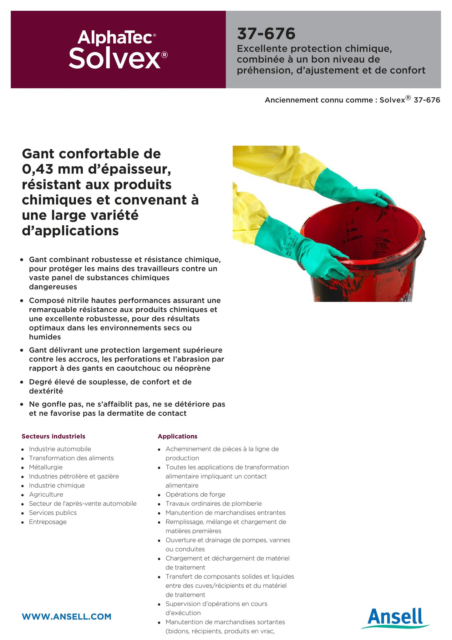 PAQUET DE 12 PAIRES DE GANTS ANSELL ALPHATEC 37676 T8